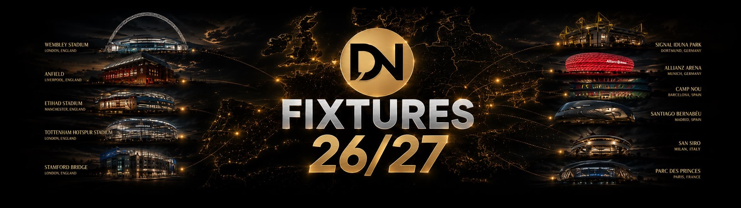 DN Global Fixtures 2026/27 - the biggest grounds across England, Germany, Spain, Italy and France